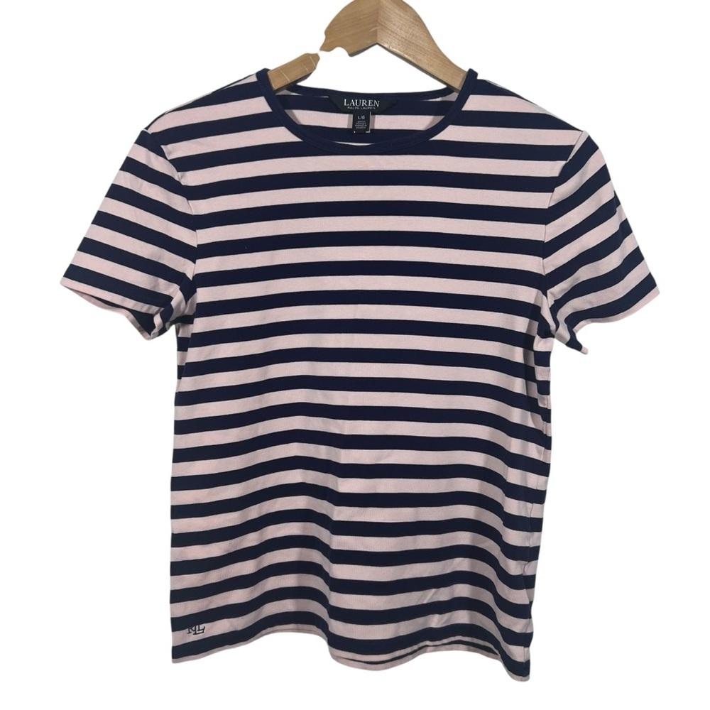 Lauren Ralph Lauren Striped Stretch Cotton Tee Size Large - Picture 2 of 5
